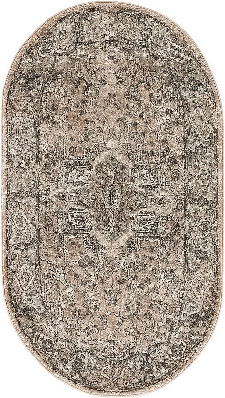 Quarry QUA05 Beige Grey Rug - Oval