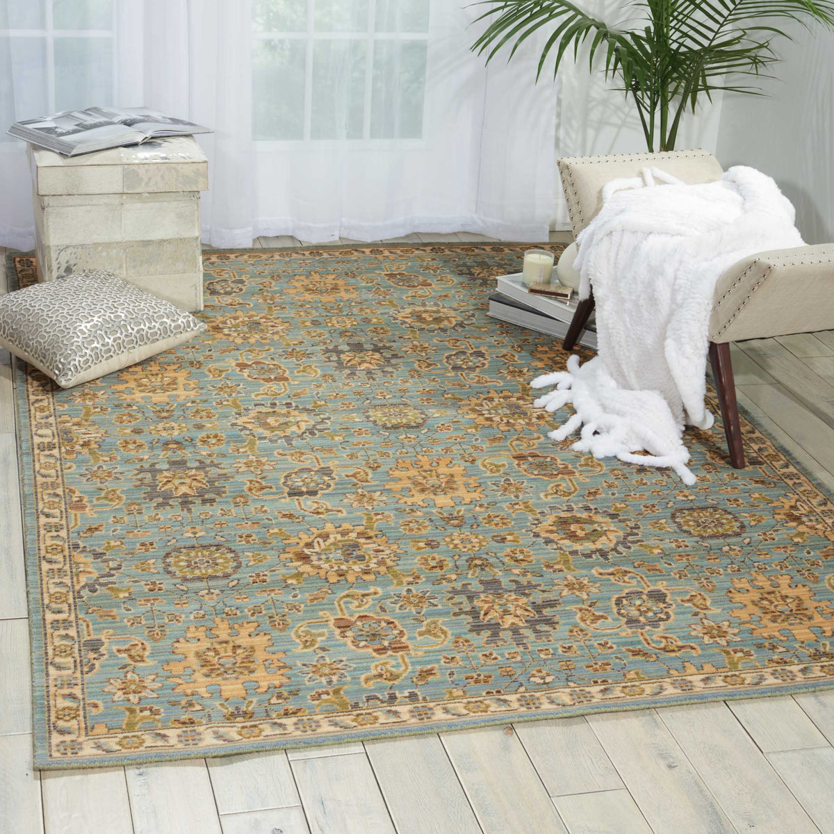 Timeless TML19 Light Blue Rug - room scene