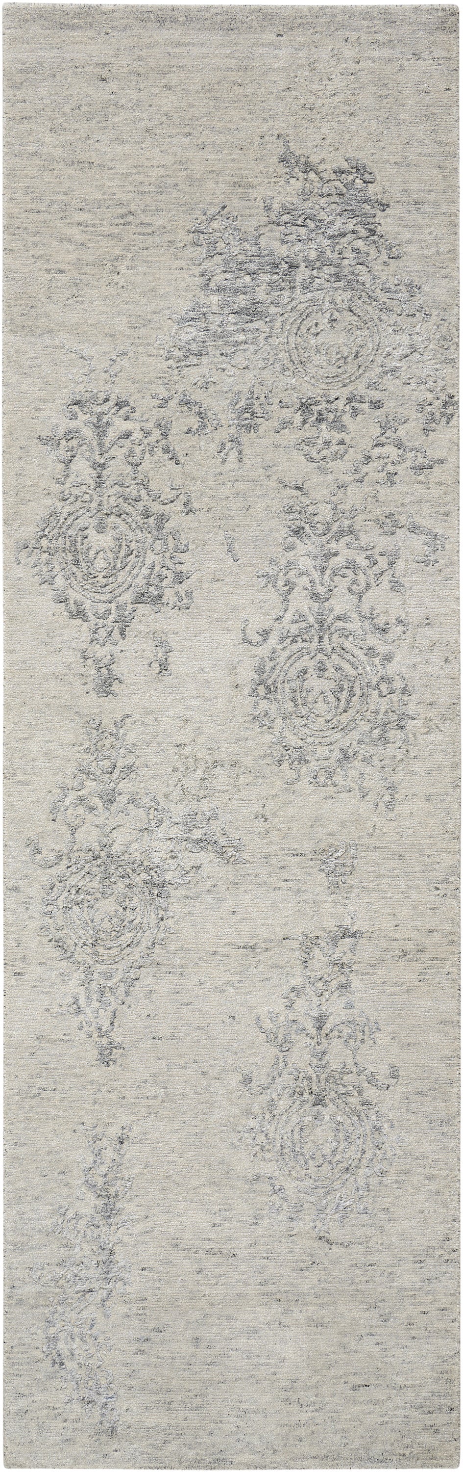 Silk Shadows SHA14 Ivory Silver Rug - Runner