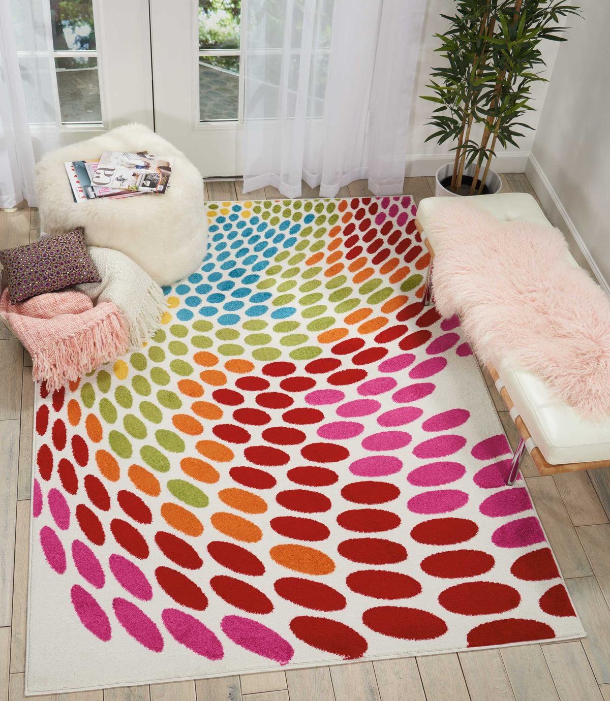Oakdale OKD03 White Multicolor Rug - room scene
