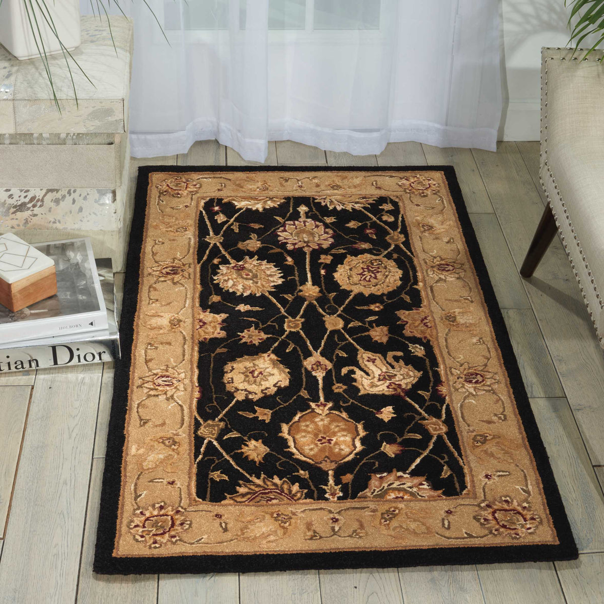 Nourison 3000 3105 Black Rug - room scene