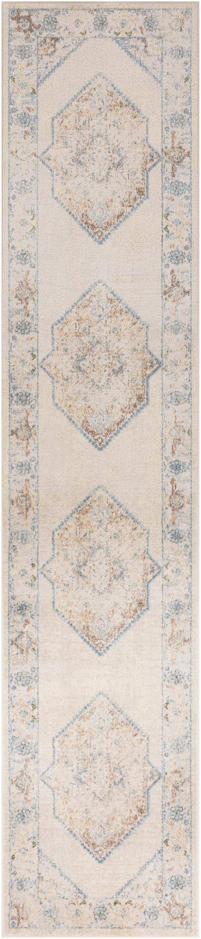 Astra Machine Washable ASW13 Ivory Blue Rug - Runner