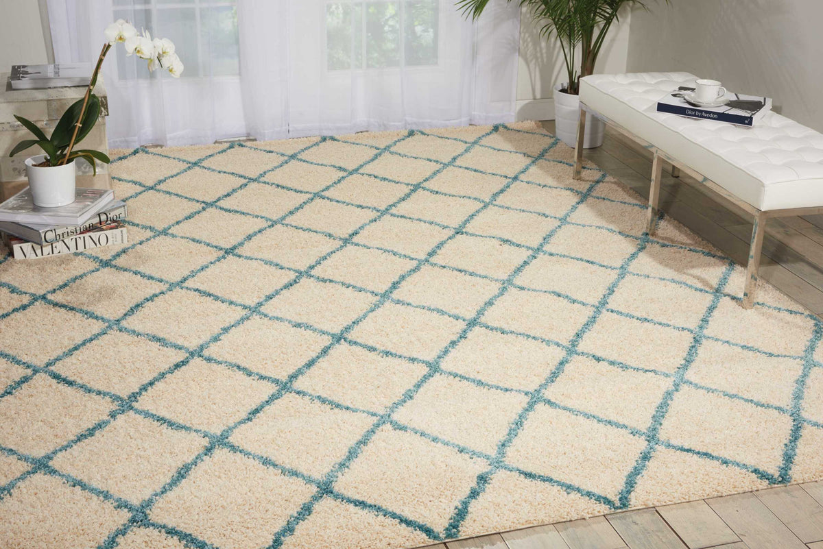 Brisbane BRI08 Ivory Aqua Rug - room scene