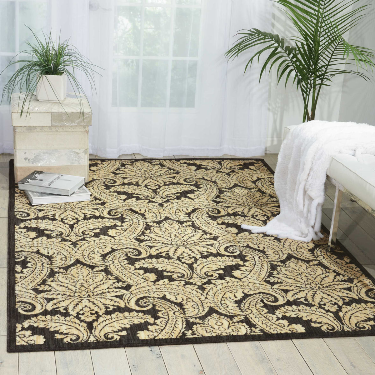 Aristo ARS05 Black Beige Rug - room scene