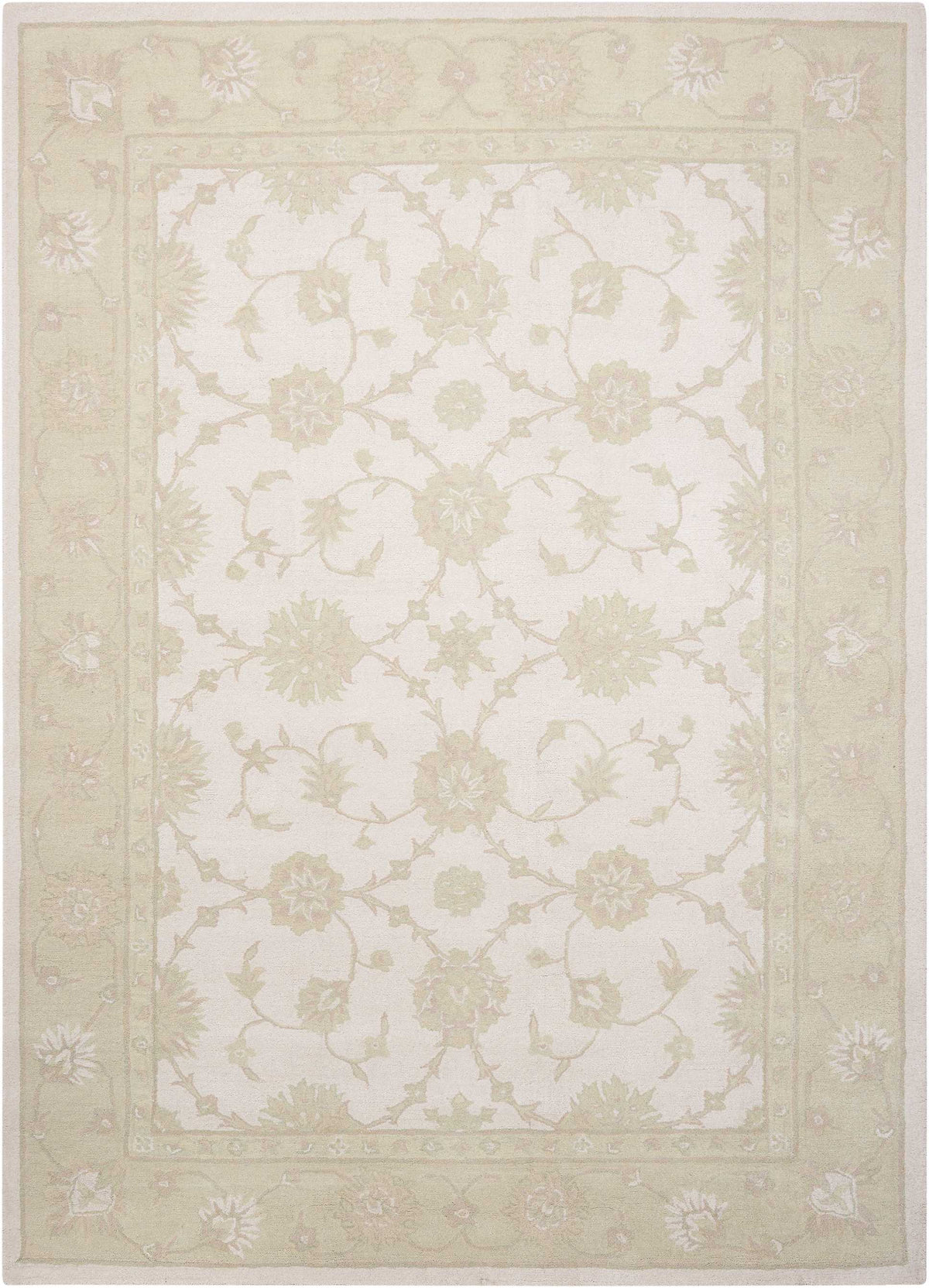 Zephyr ZEP01 Ivory Green Rug - Rectangle