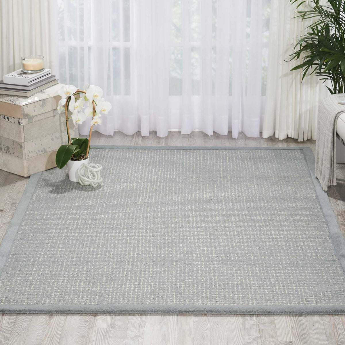 River Brook KI809 Light Blue Ivory Rug - room scene