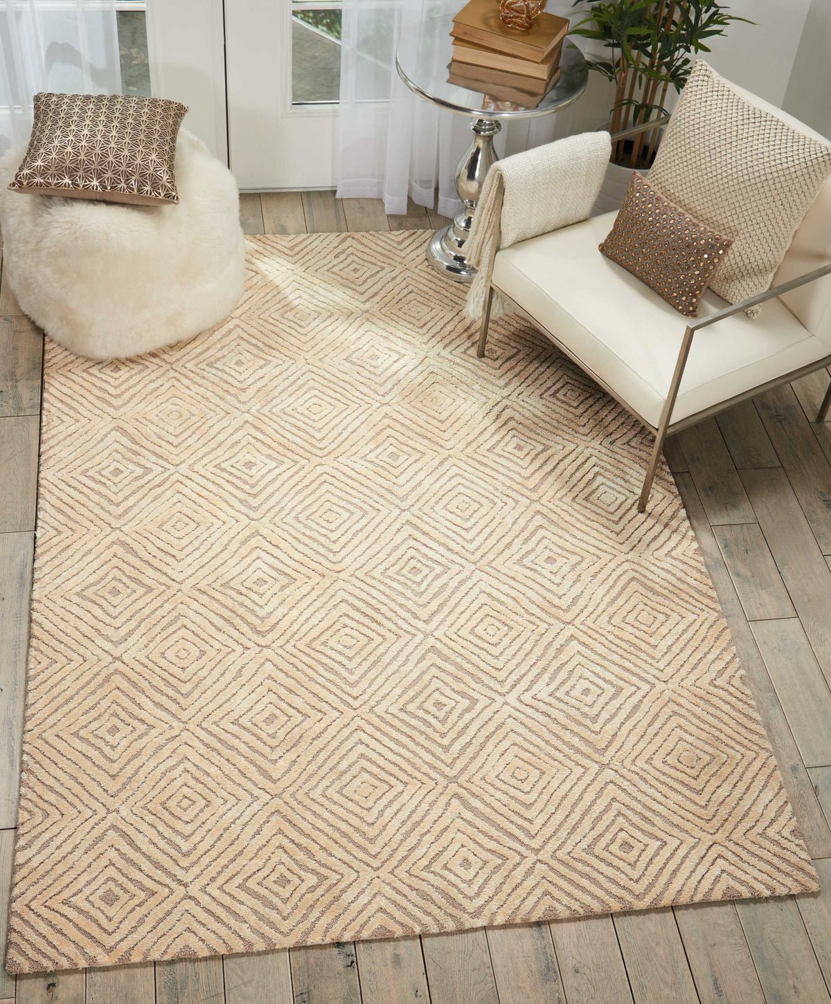 Deco Mod DEC01 Taupe Ivory Rug - room scene