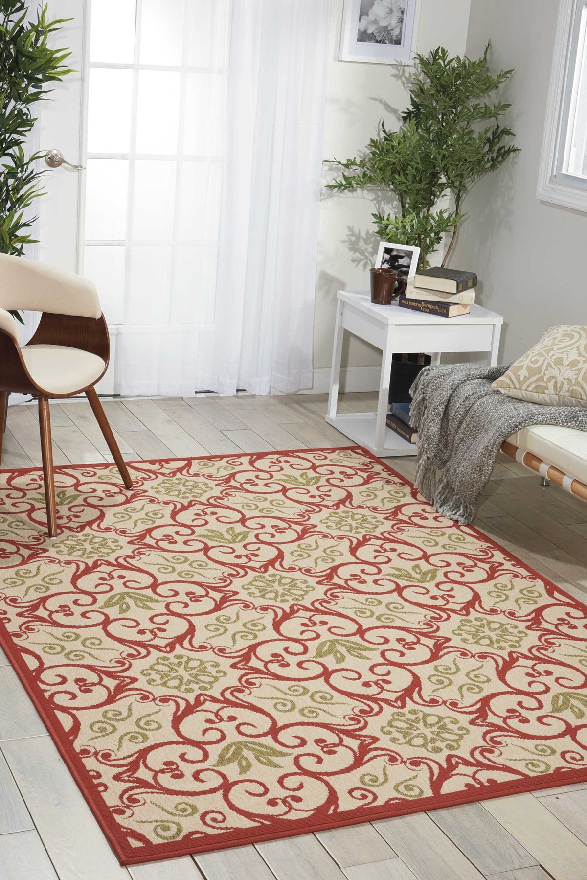 Caribbean CRB02 Ivory Rust Rug - room scene